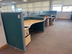 Bank Of 8 Beech Effect Wave Desks