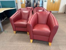 Red Faux Leather Tub Chair x 6