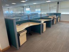 Bank Of 8 Beech Effect Wave Desks