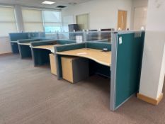 Bank Of 8 Beech Effect Wave Desks