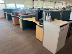 Bank Of 8 Beech Effect Wave Desks