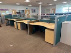 Bank Of 8 Beech Effect Wave Desks