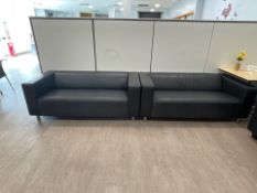 Black Faux Leather Sofa x2