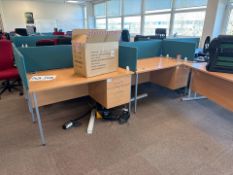 Bank Of 6 Beech Effect Wave Desks