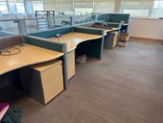 Bank Of 8 Beech Effect Wave Desks
