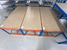 Wood Topped Steel Framed Work Benches x3