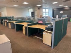 Bank Of 10 Beech Effect Wave Desks