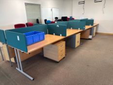 Bank Of 8 Beech Effect Wave Desks