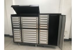NO RESERVE 7 Foot Storage Cabinet With 35 Drawers & 1 Cabinet