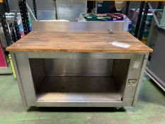 Wheeled Stainless Steel Unit Wooden Top