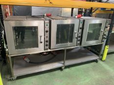 3 Lincat Convection Ovens On Wheeled Stainless Steel Table