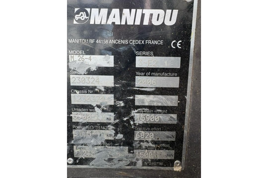 2006 Manitou M26 2.6 Tonne 4WD Rough Terrain Forklift, 3675 Hours, 5.5m Lift, Side Shift - Image 8 of 10