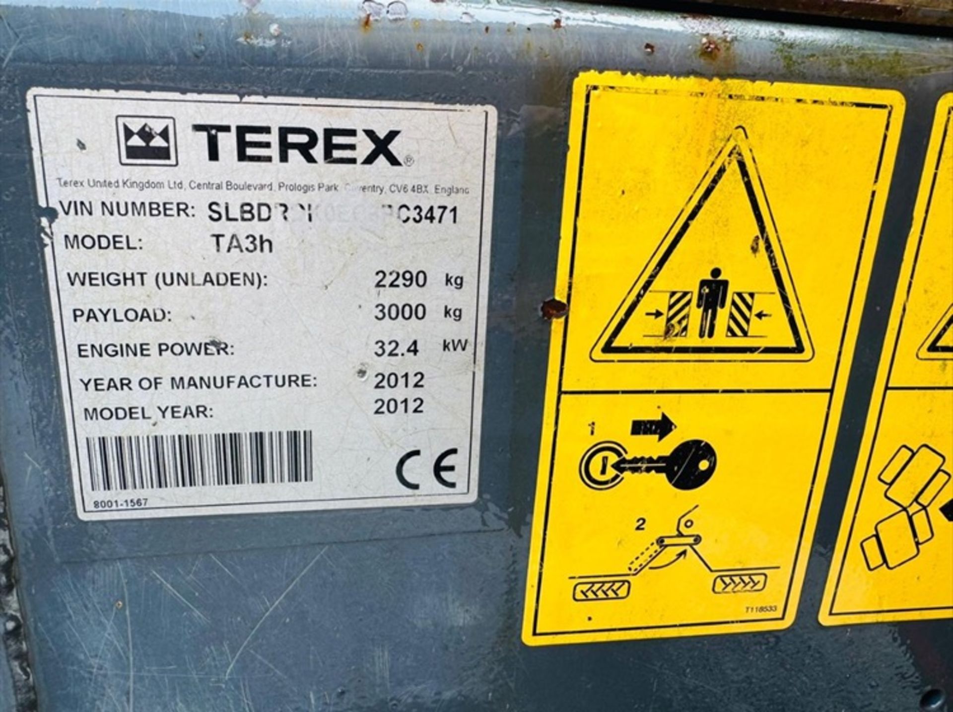 2012 Terex TA3 3 Tonne Dumper, Only 1358 Hours, Site Beacons - Image 27 of 28