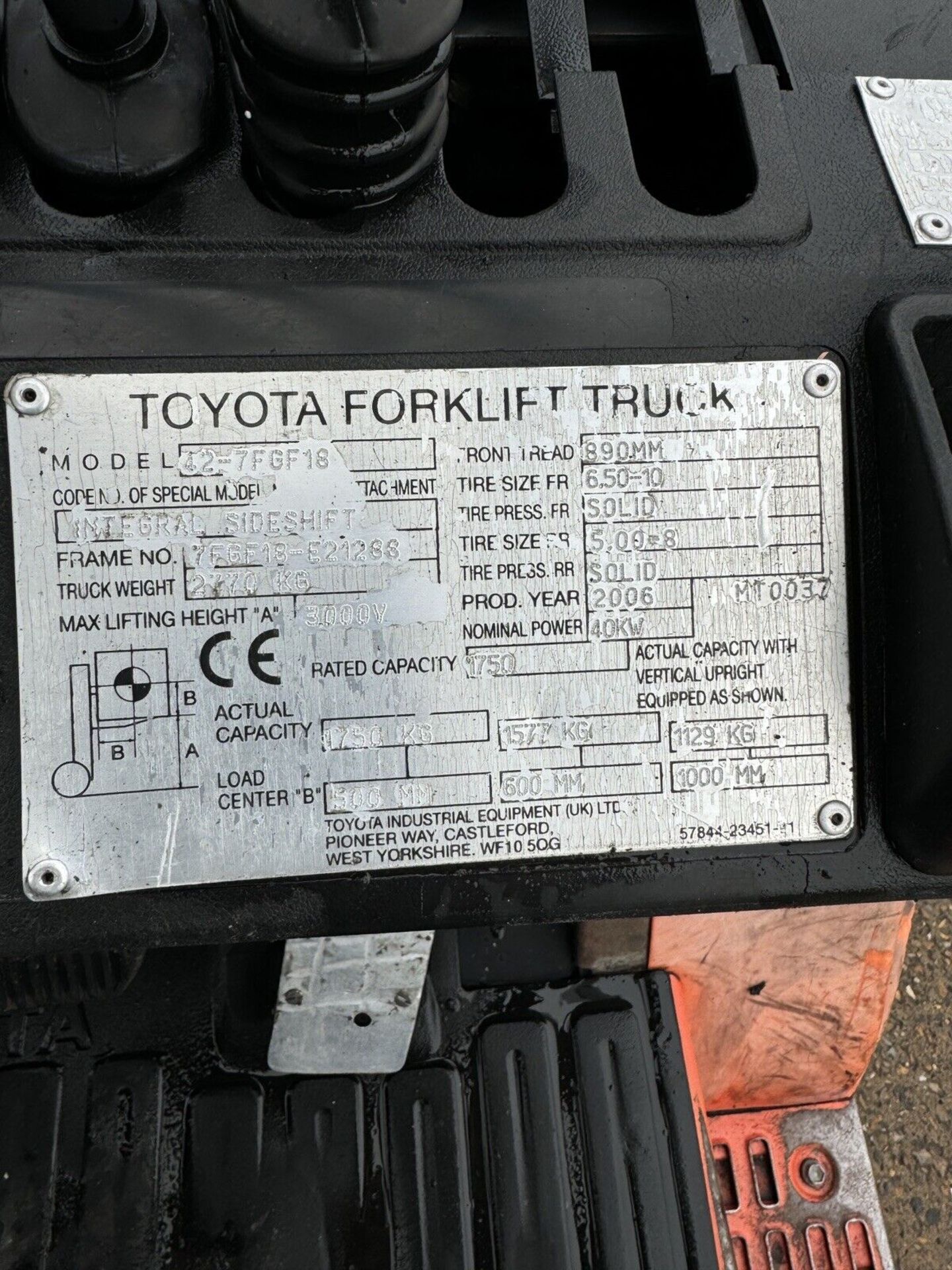 2006 Toyota 1.8 Tonne Gas Forklift, 10284 Hours - Image 6 of 6