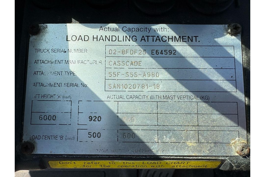 2017 Toyota 2.5 Tonne Diesel Forklift, 6124 Hours, 6m Triple Mast, Side Shift, Spare 4th Service - Image 6 of 8