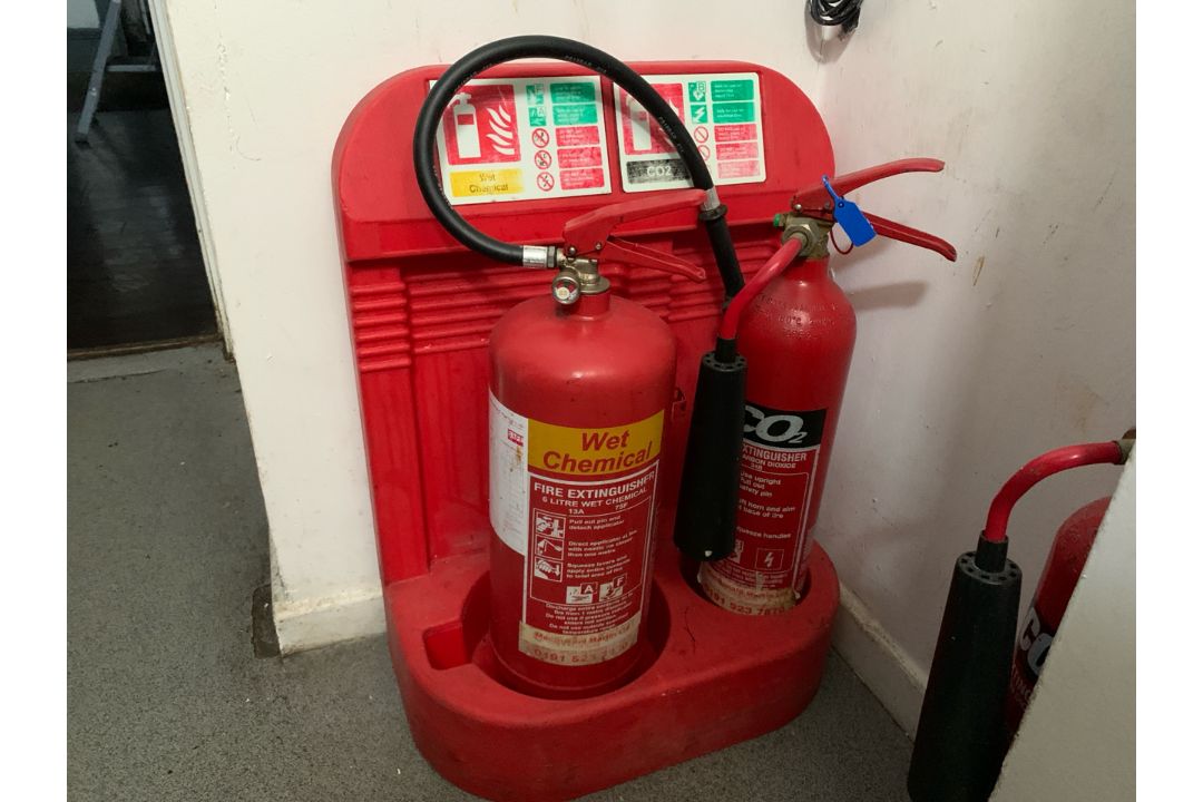 Fire Extinguishers And Stand, No Reserve - Image 1 of 4