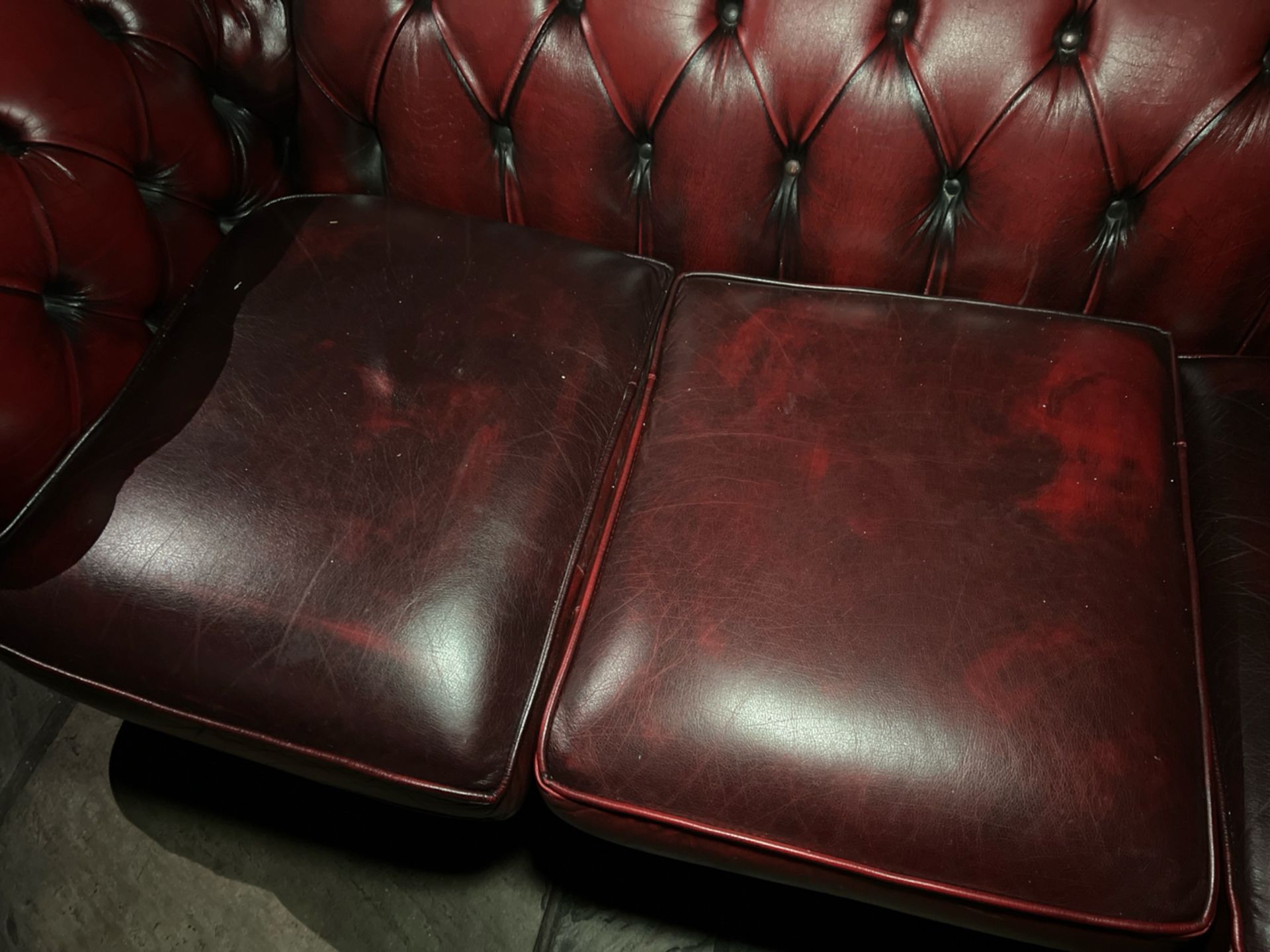 Red Leather 3 Seat Sofa, No Reserve - Image 5 of 5