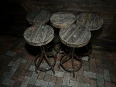 5 Steel Frame Wood Top Stools, No Reserve