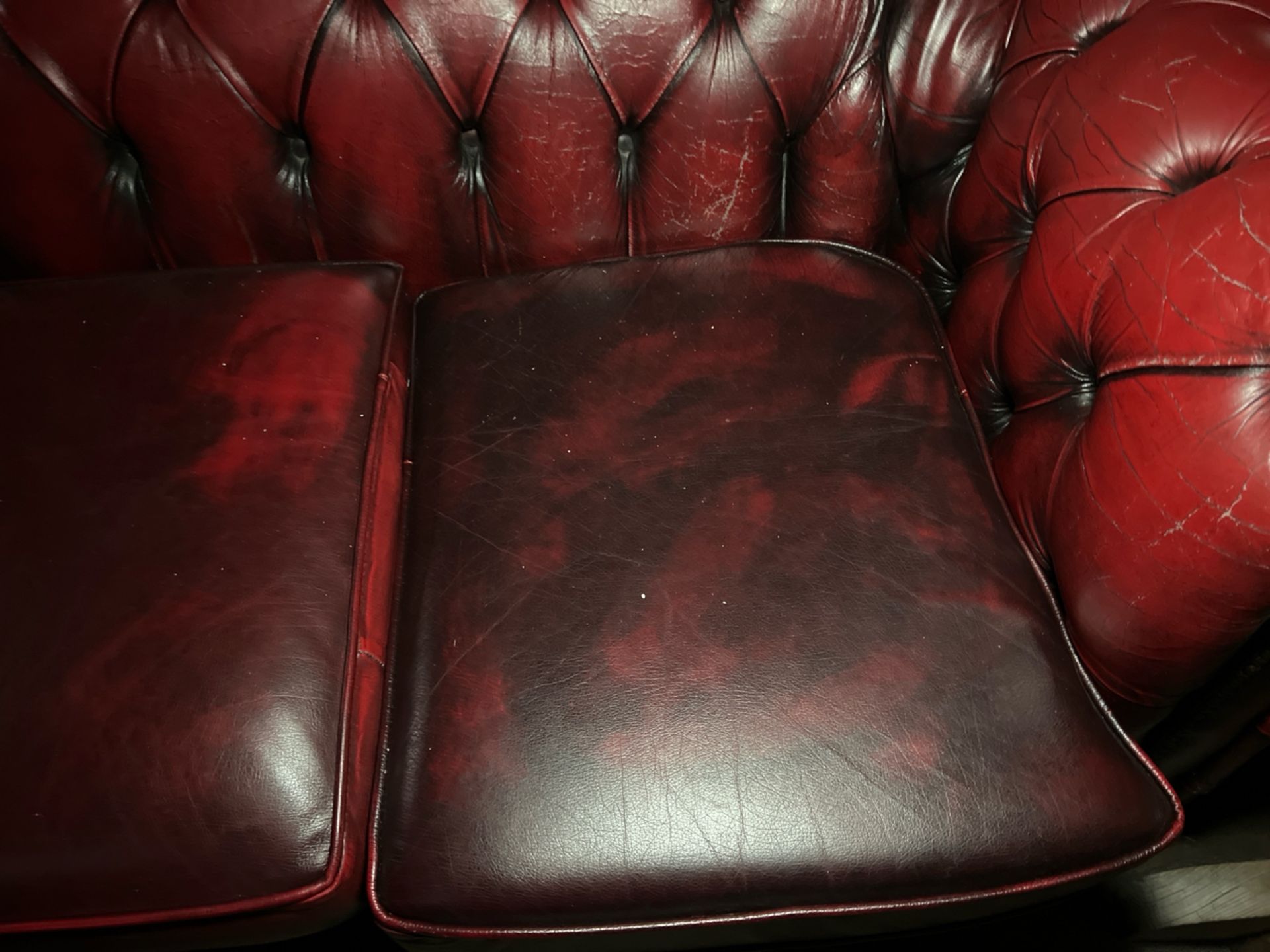 Red Leather 3 Seat Sofa, No Reserve - Image 2 of 5