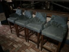 4 Wood Base Blue Fabric Top, No Reserve