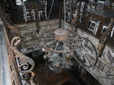Large Rustic Steel Chandelier, No Reserve