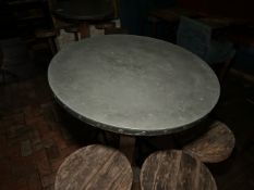 Steel Top High Table Woth 4 Metal Base Wood Top Stools, No Reserve