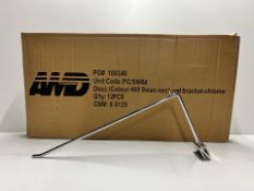 10 x Boxes of 12 Chrome Swan Neck Rod Brackets No Reserve