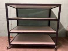 3 x Steel Framed Shelving Unit On Wheels