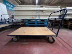 Blue Wooden Based Warehouse Trolley