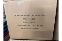 Shopworx Wooden Produce Box x 4 - No Reserve, Used To Enhance Retail Merchandising