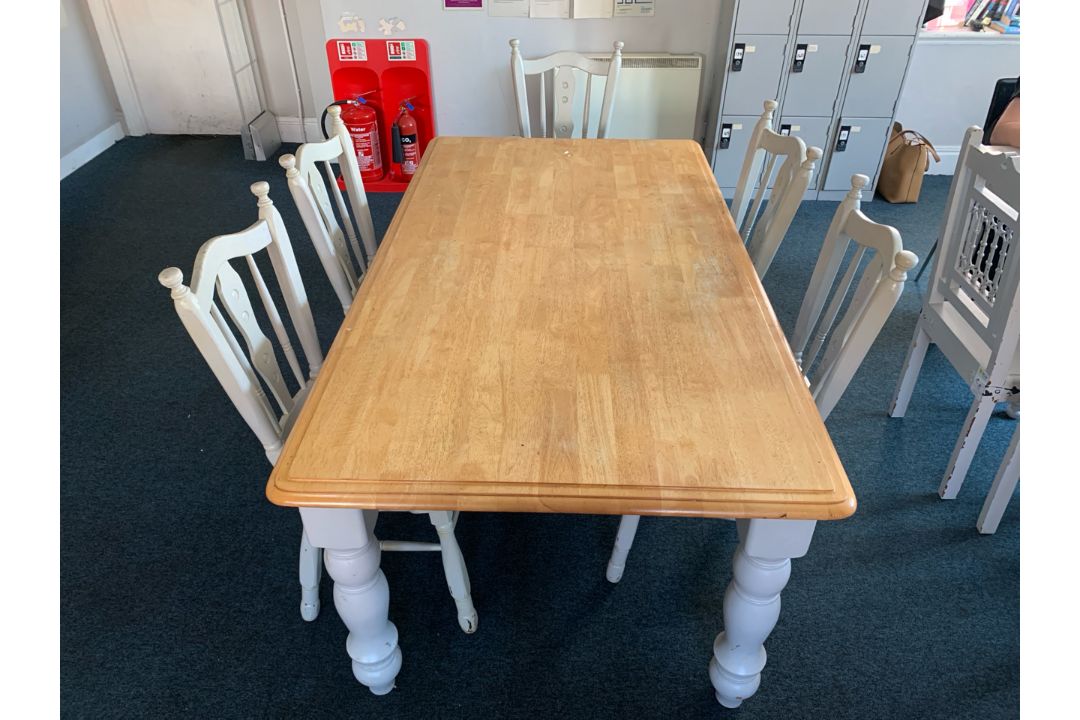 Wooden Oak Top Grey Legged Dining Table And Chair- NO RESERVE - Image 1 of 11