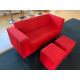 Red Felt Two Seater Sofa With 2 x Foot Stools.- NO RESERVE - Image 4 of 9