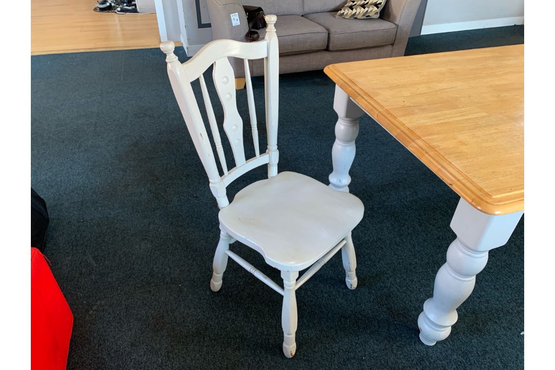 Wooden Oak Top Grey Legged Dining Table And Chair- NO RESERVE - Image 8 of 11