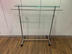 Adjustable Glass Topped Hanging Rail- NO RESERVE