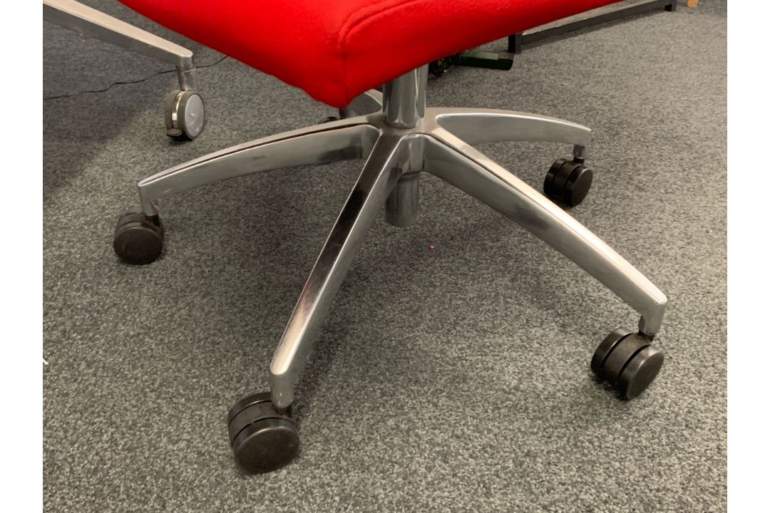 Wheeled Rectangular Straight Desk & Red Felt Wheeled Office Chair- NO RESERVE - Image 5 of 12
