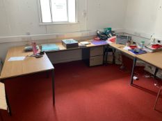 5x Grey Metal Base Wooden Laminate Top Straight Desks- NO RESERVE