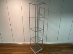 Tall Brushed Metal & Glass Shelving Unit - NO RESERVE