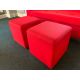 Red Felt Two Seater Sofa With 2 x Foot Stools.- NO RESERVE - Image 9 of 9