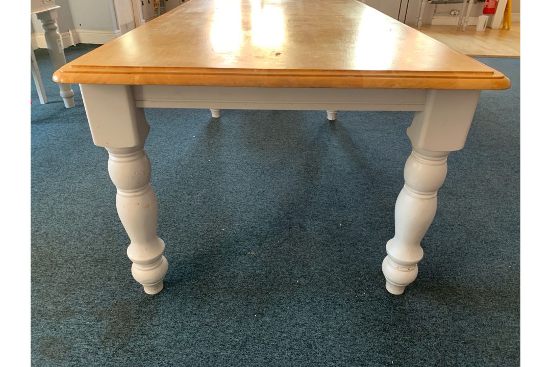 Wooden Oak Top Grey Legged Dining Table And Chair- NO RESERVE - Image 4 of 11