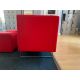 Red Felt Two Seater Sofa With 2 x Foot Stools.- NO RESERVE - Image 8 of 9