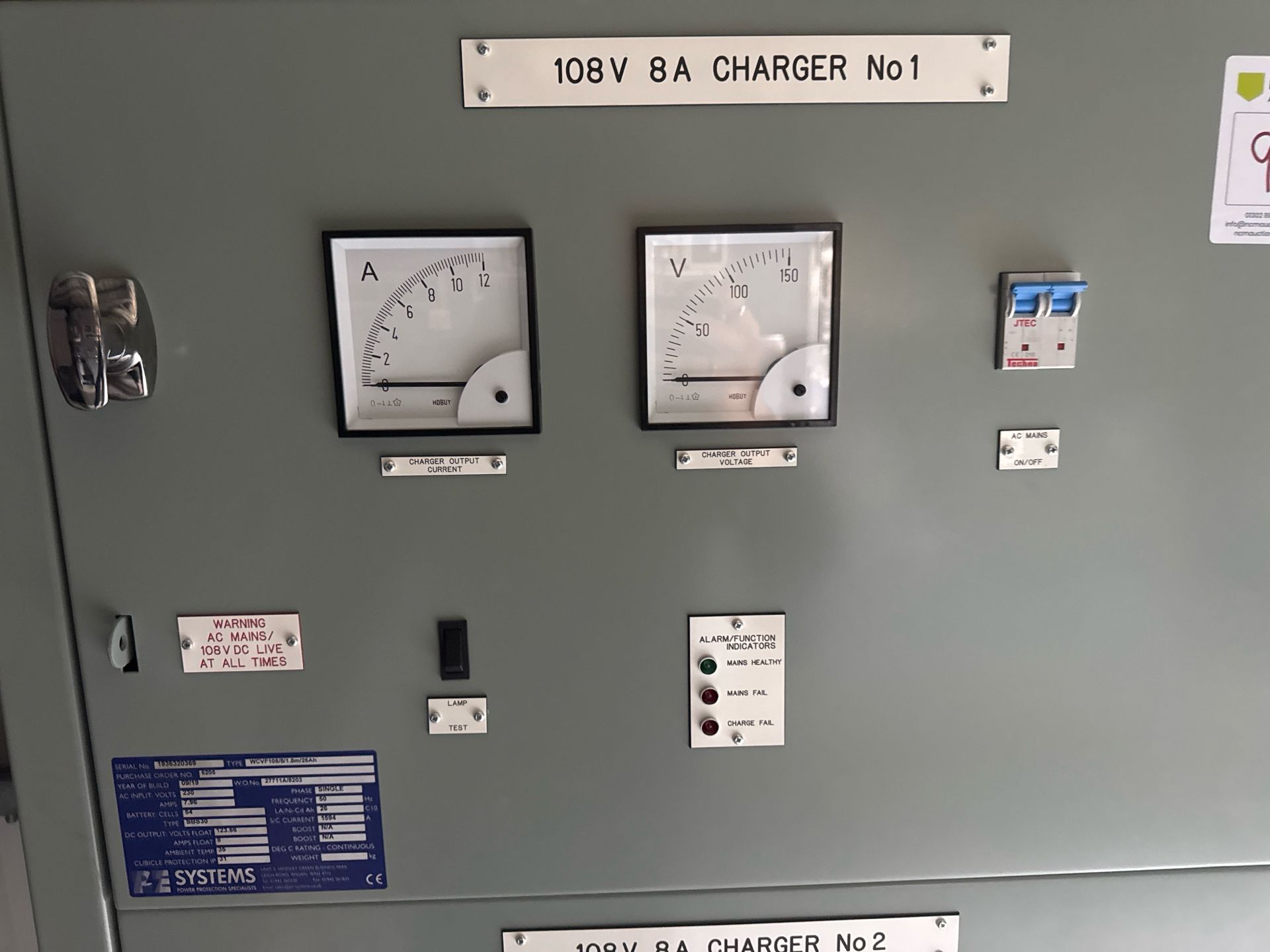 PE Systems DC UPS 108V Chargers - Image 9 of 16