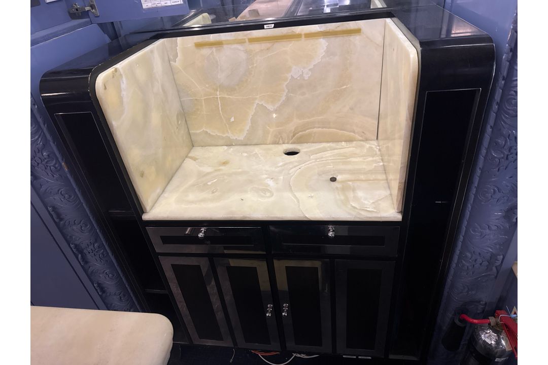 Bespoke Marble Topped Wooden Front of House Stand, Commissioned by Robert Angell Design - Image 2 of 8