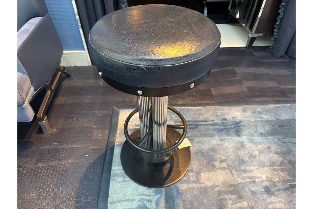 Bespoke Ben Whistler Navy Leather Stool, Commissioned by Robert Angell Design, The Berkeley Blue Bar - Image 3 of 7