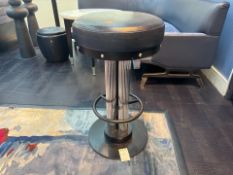 Bespoke Ben Whistler Navy Leather Stool, Commissioned by Robert Angell Design, The Berkeley Blue Bar