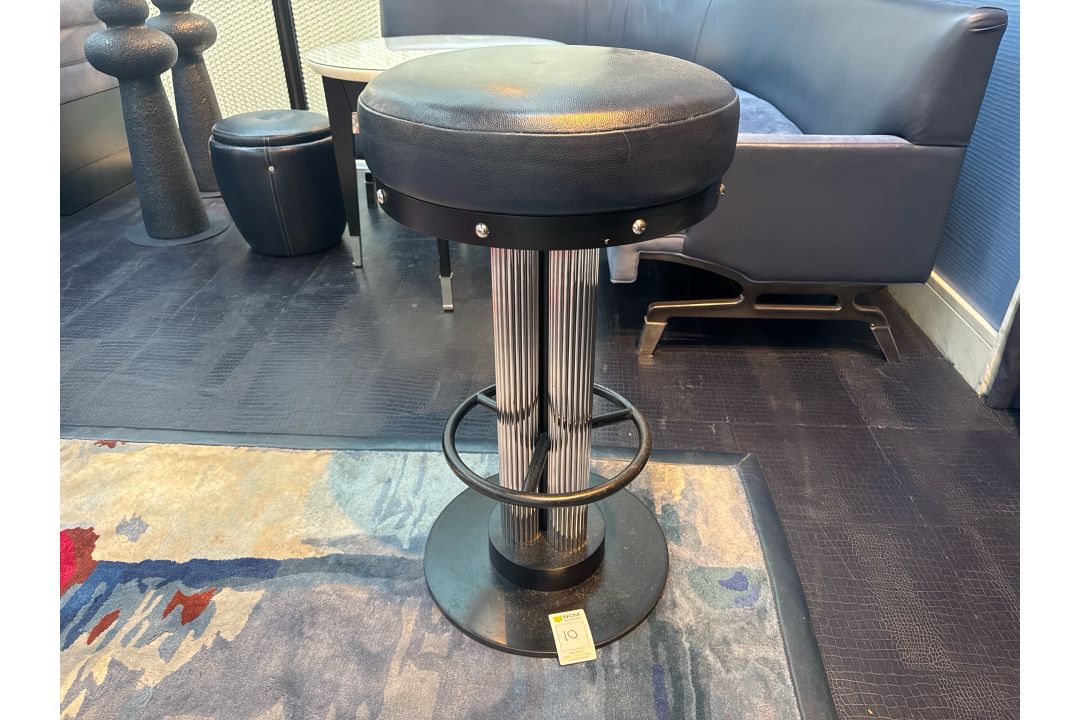 Bespoke Ben Whistler Navy Leather Stool, Commissioned by Robert Angell Design, The Berkeley Blue Bar - Image 1 of 7