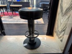 Bespoke Ben Whistler Navy Leather Stool, Commissioned by Robert Angell Design for The Berkeley