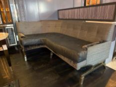 Iconic Navy Leather 3 Seat Corner Sofa, Commissioned by Robert Angell Designed for The Berkeley