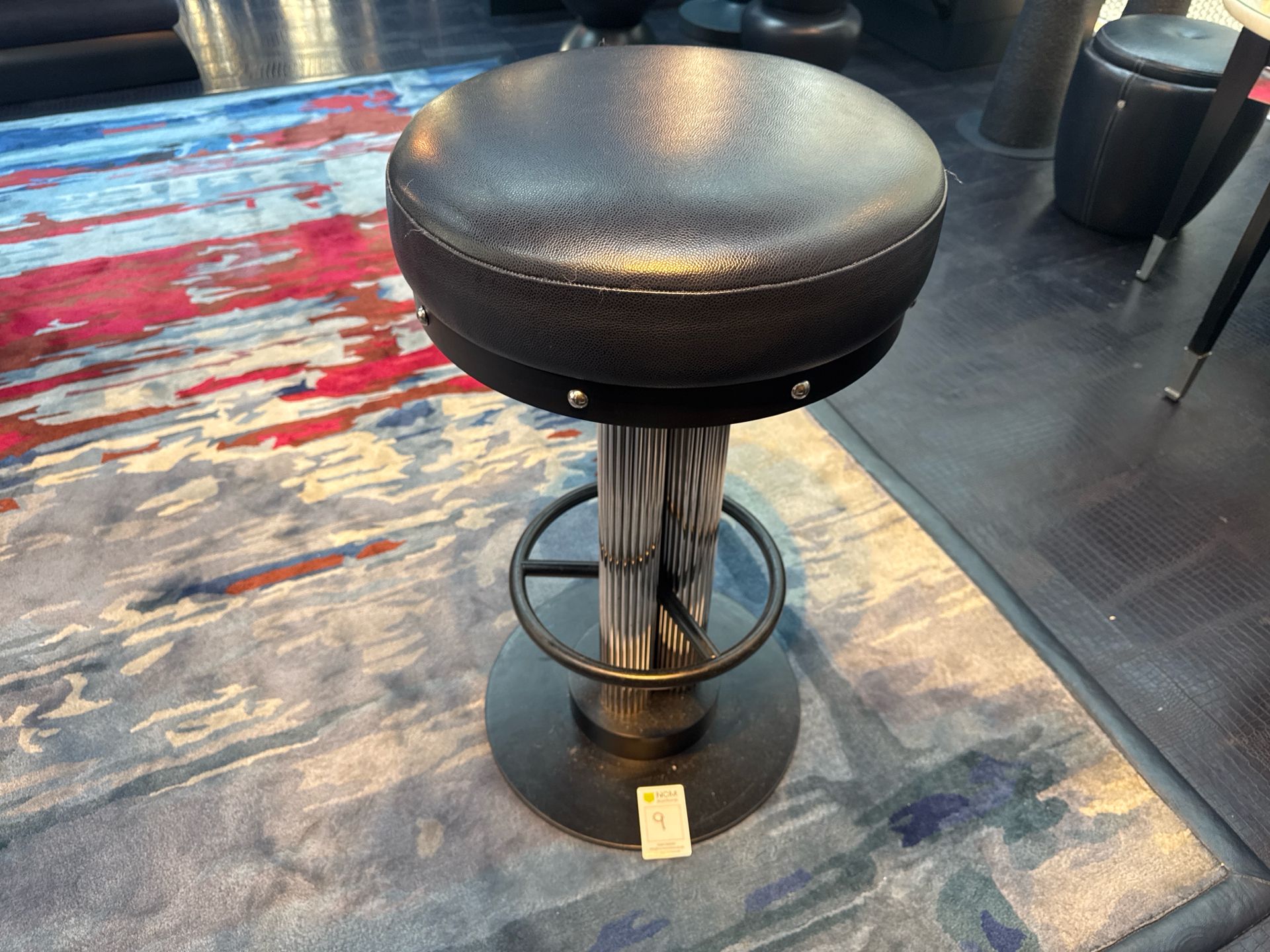 Bespoke Ben Whistler Navy Leather Stool, Commissioned by Robert Angell Design for The Berkeley - Image 3 of 6