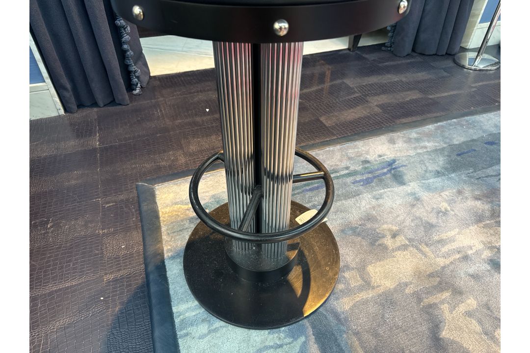 Bespoke Ben Whistler Navy Leather Stool, Commissioned by Robert Angell Design, The Berkeley Blue Bar - Image 4 of 7