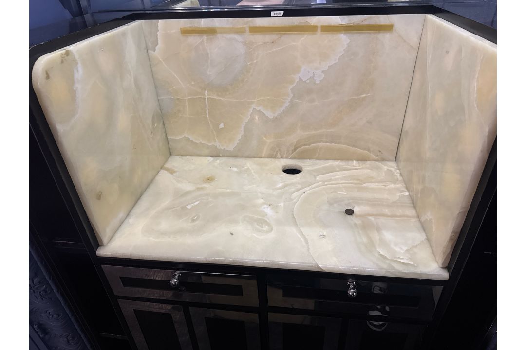 Bespoke Marble Topped Wooden Front of House Stand, Commissioned by Robert Angell Design - Image 4 of 8